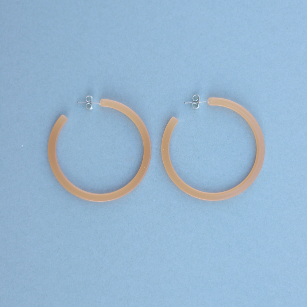Earrings: Peach Circle Hoops