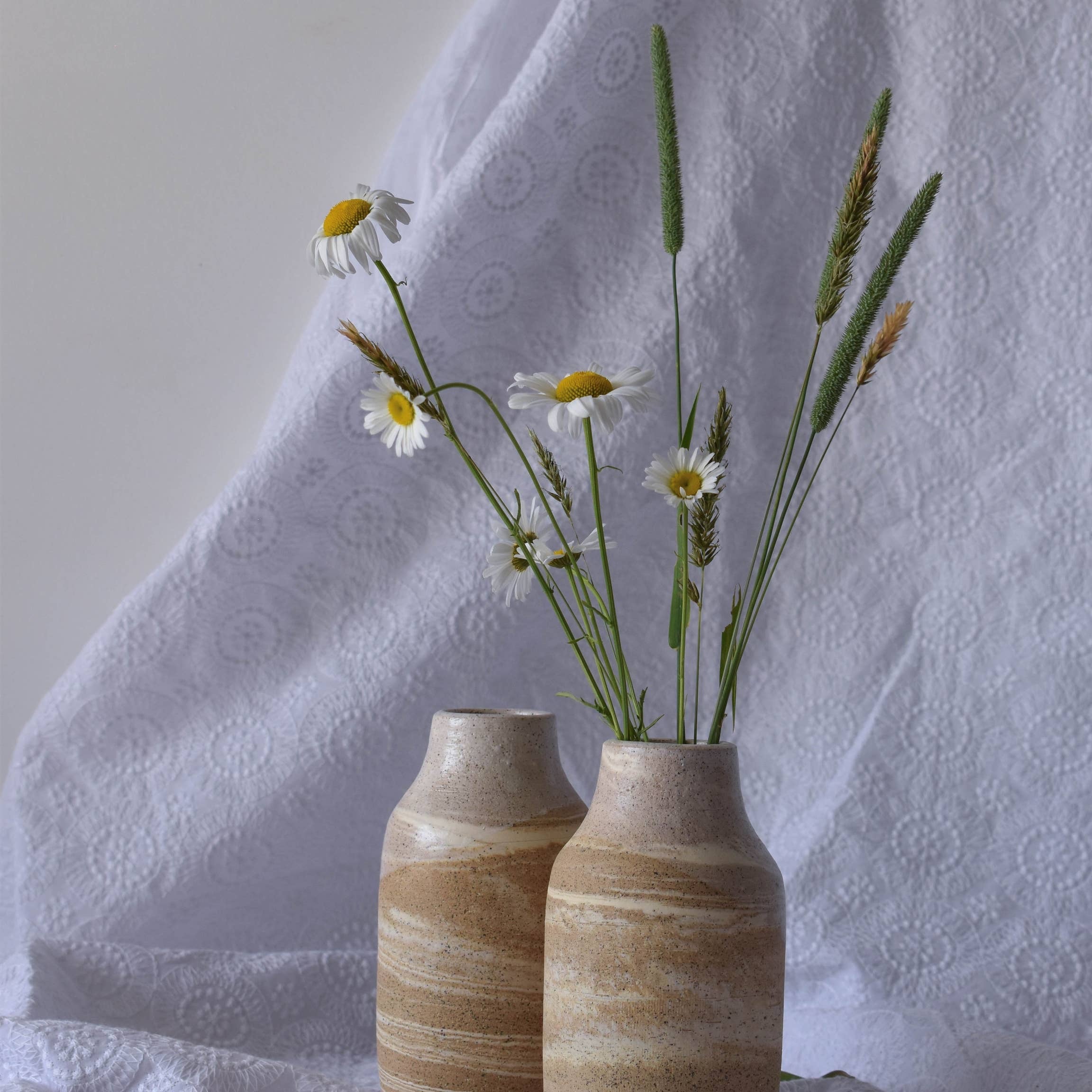 Vase: Marbled Tan (White Interior)